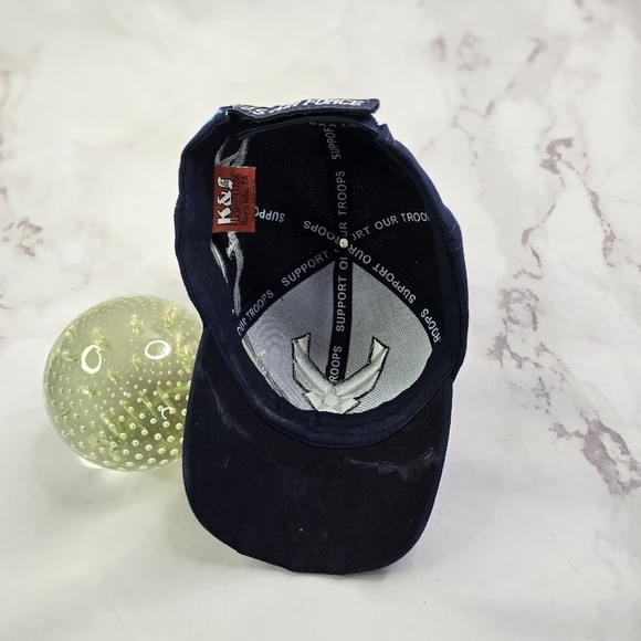 US Air Force Hat Mens Blue Adjustable Strapback Cap Aim High Barbed Wire Stripe - Picture 5 of 10